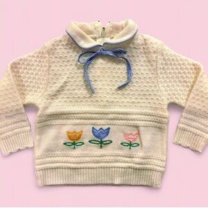 Vintage Baby Togs Knit Baby Sweater Tulip Applique 12M